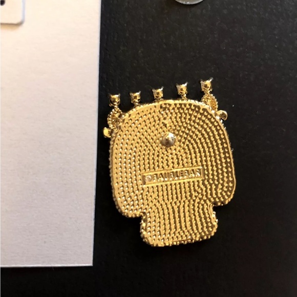 Baublebar Gold Tone Sugar Skull King Stud Drop Earrings Faux Pearl & Crystal NEW - Picture 10 of 11